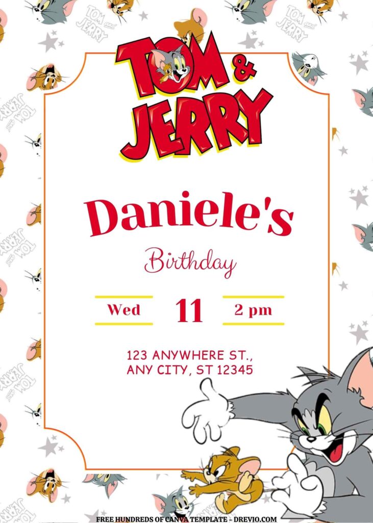 Invitation Template of FREE EDITABLE - 18+ Tom and Jerry Canva Birthday Invitation Templates 6