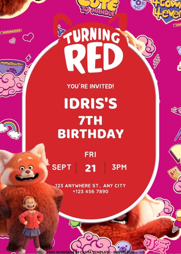 Invitation Template of FREE EDITABLE - 18+ Turning Red Canva Birthday Invitation Templates 6