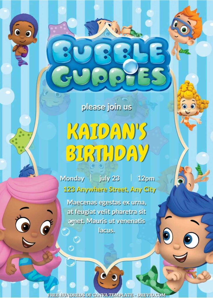 Invitation Template of FREE - 20+ Bubble Guppies Birthday Canva Invitation Templates 13