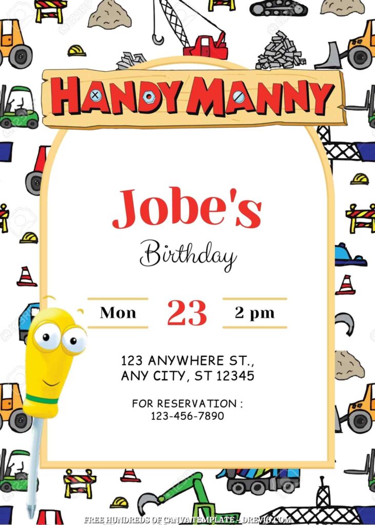 Invitation Template of FREE 20+ Handy Manny Canva Birthday Invitation Templates 5