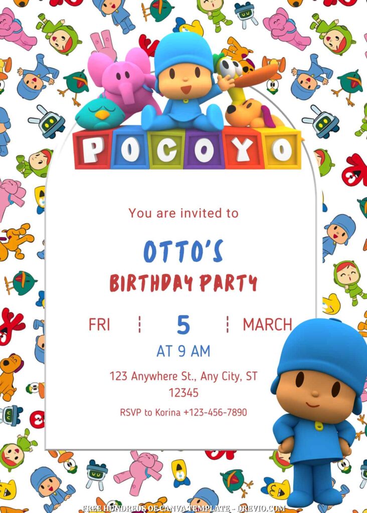 Invitation Template of FREE - 20+ Pocoyo Canva Birthday Invitation Templates 13