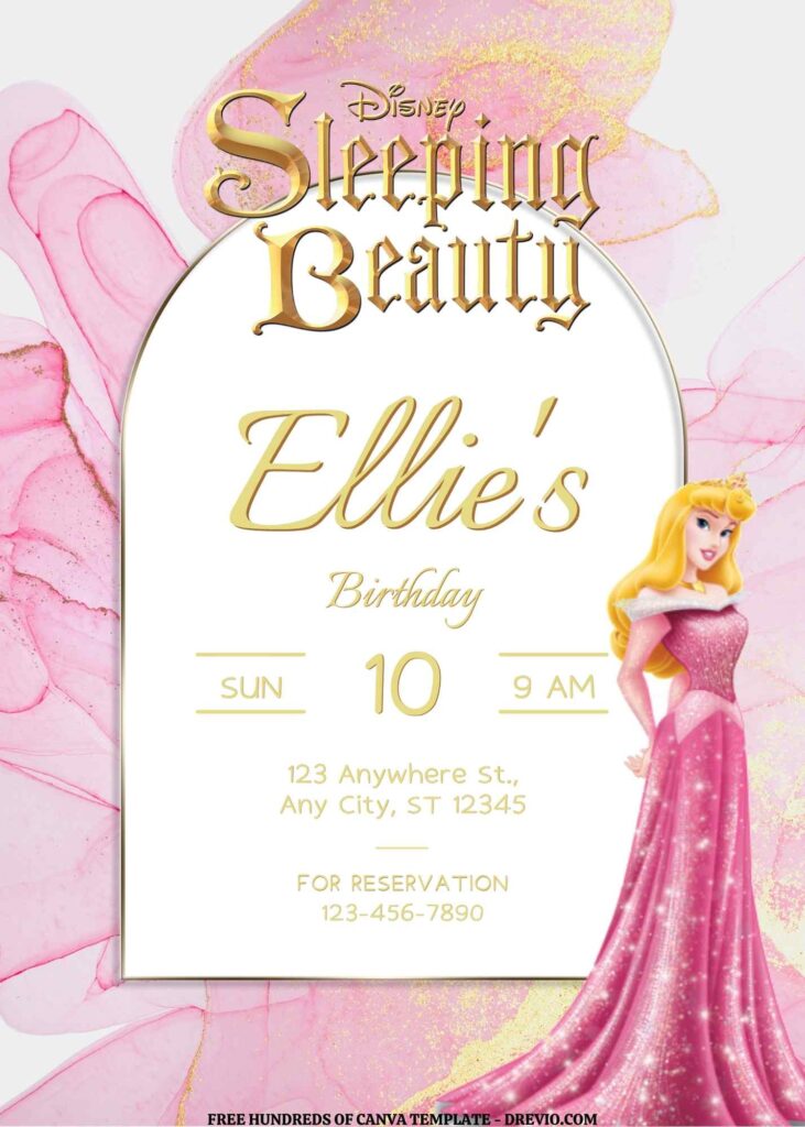 Invitation Template of FREE EDITABLE - 16 Sleeping Beauty Canva Templates 13