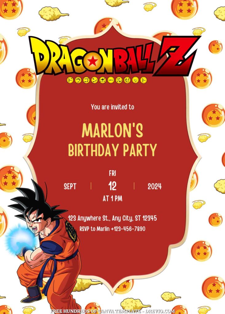 Invitation Template of FREE - 14+ Dragon Ball Canva Birthday Invitation Templates 13