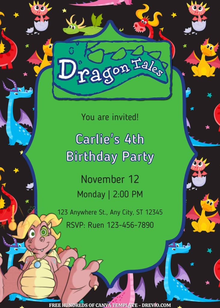 Invitation Template of FREE - 14+ Dragon Tales Canva Birthday Invitation Templates 13