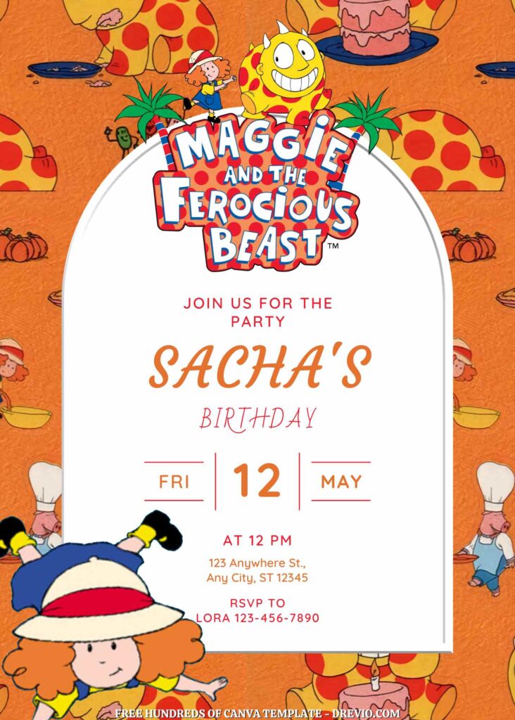 Invitation Template of FREE - 14+ Maggie and the Ferocious Beast Canva Birthday Invitation Templates 13