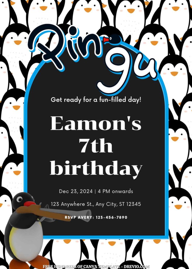 Invitation Template of FREE - 16+ Pingu Canva Birthday Invitation Templates 13