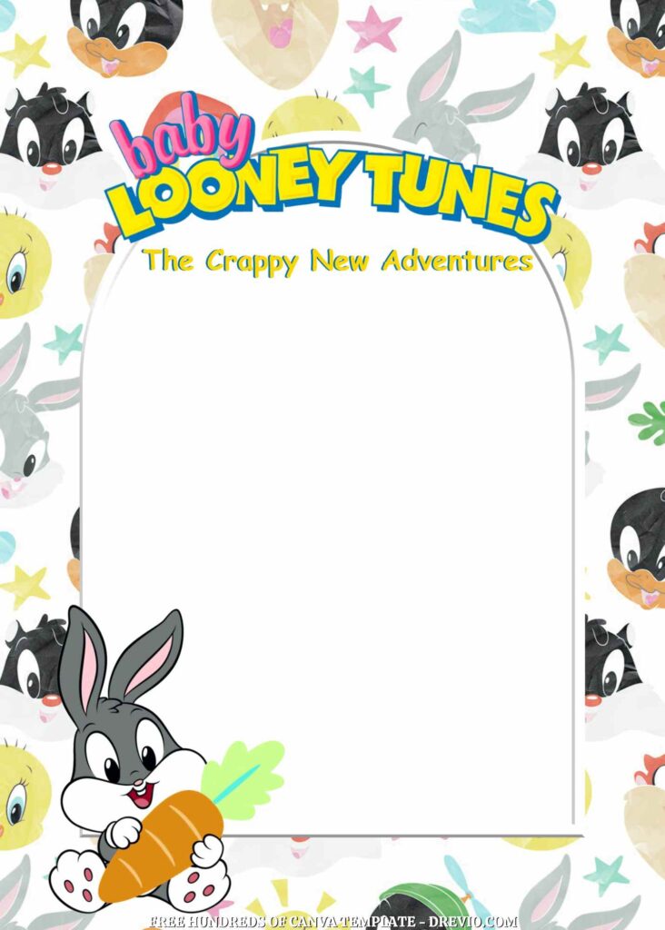 Invitation Template of 20+ Baby Looney Tunes Canva Birthday Invitation Templates 14