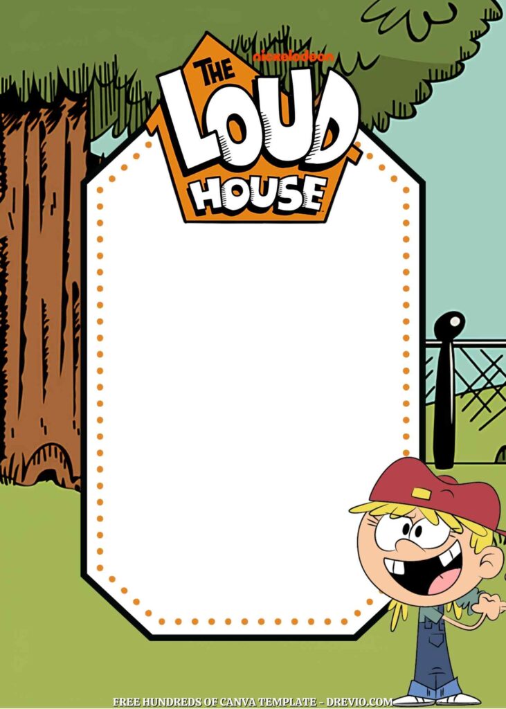 Free The Loud House Birthday Invitations with Home in the Background