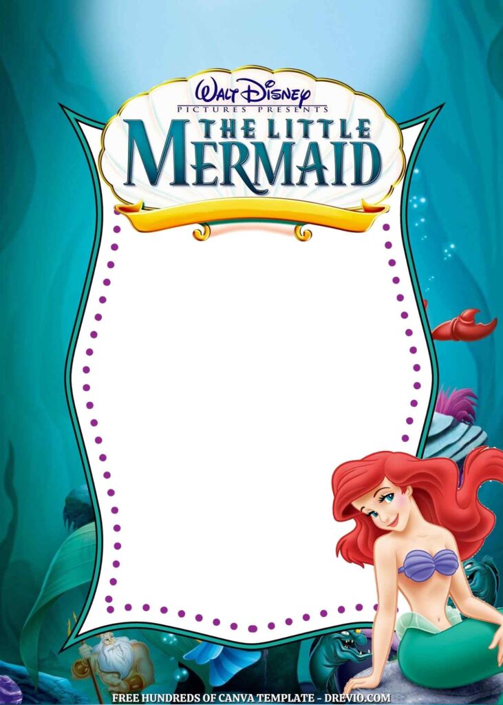 Invitation Template of 16+ The Little Mermaid Canva Birthday Invitation Templates 7