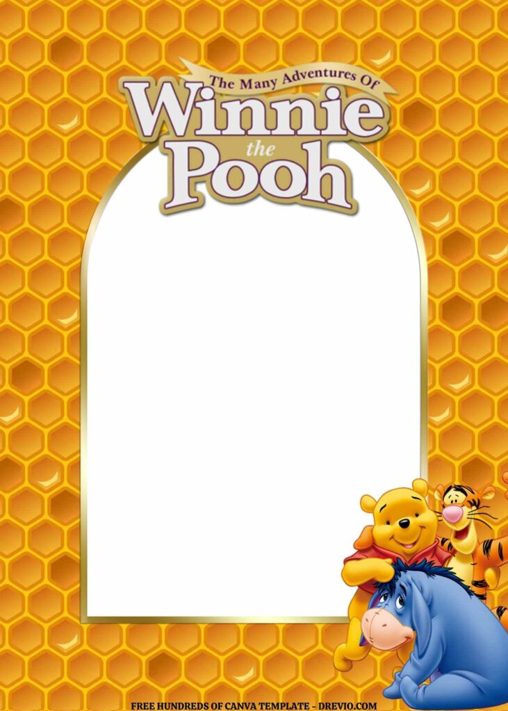 Invitation Template of FREE EDITABLE -  18 Winnie the Pooh Canva Templates 14