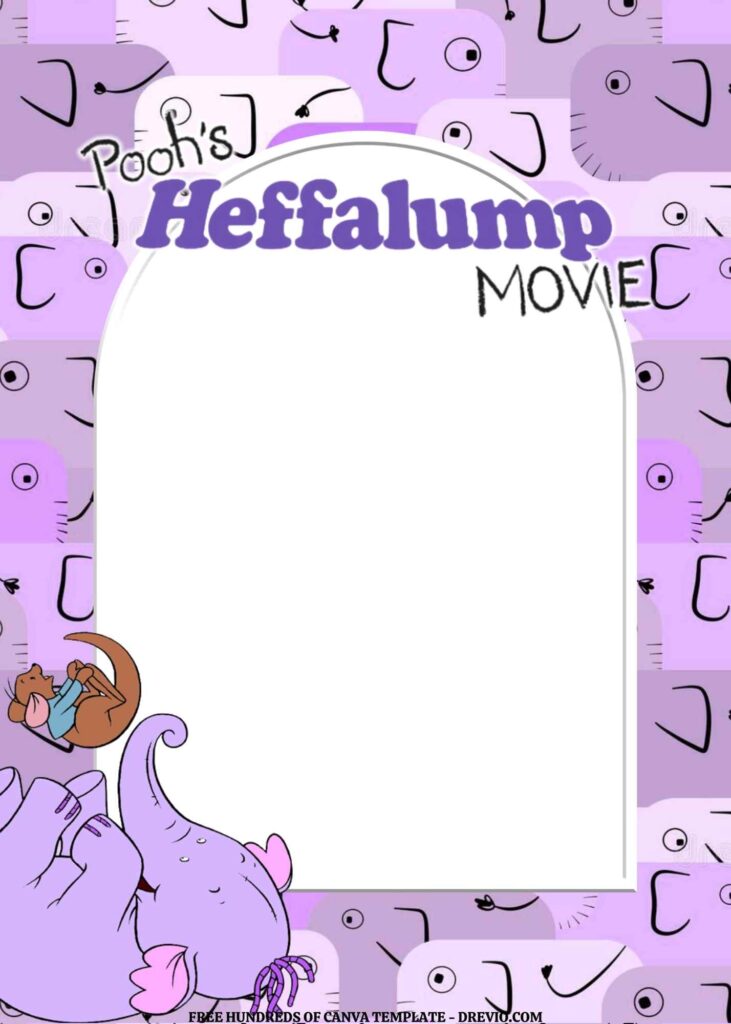 Invitation Template of FREE EDITABLE - 11 Pooh's Heffalump Canva Templates 14