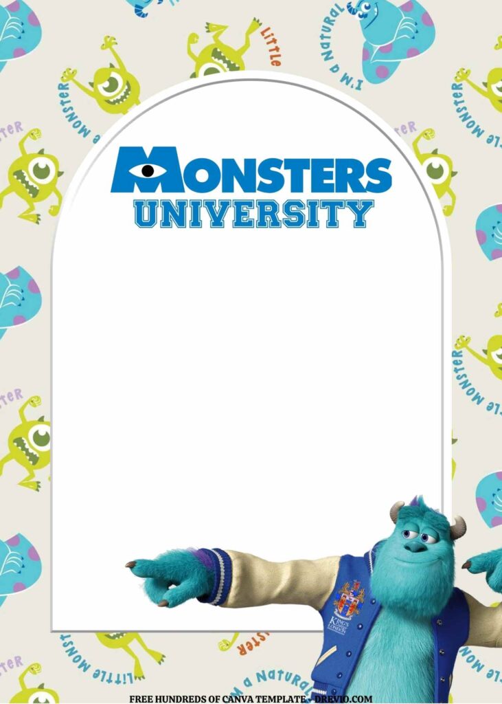 Invitation Template of FREE EDITABLE - 14 Monsters University Canva Templates 14