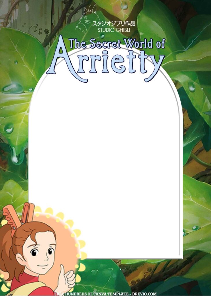 Invitation Template of FREE EDITABLE - 14 The Secret World of Arrietty Canva Templates 14