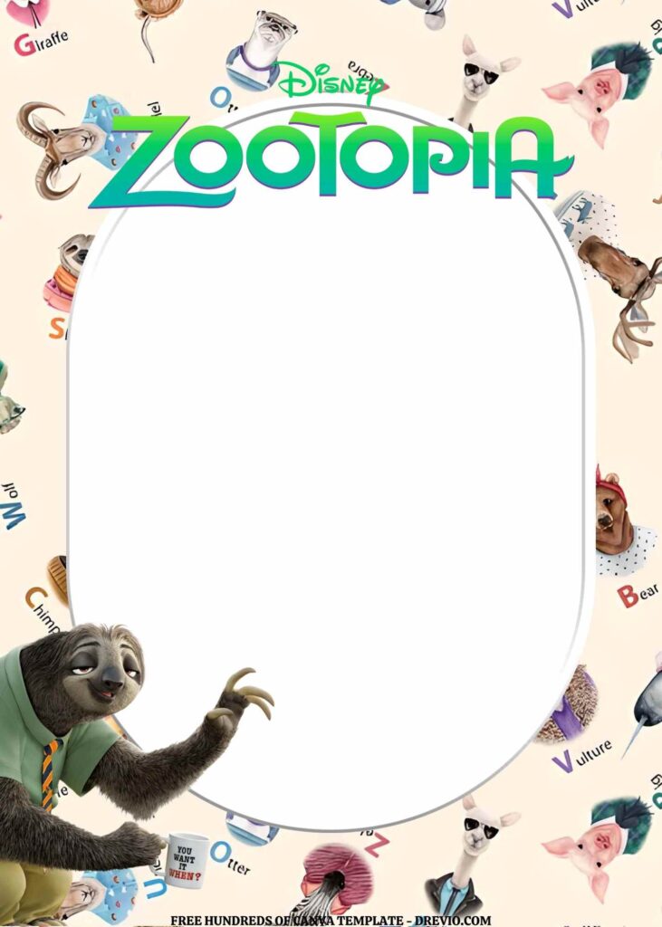 Invitation Template of FREE EDITABLE - 16 Zootopia Canva Birthday Invitation Templates 3