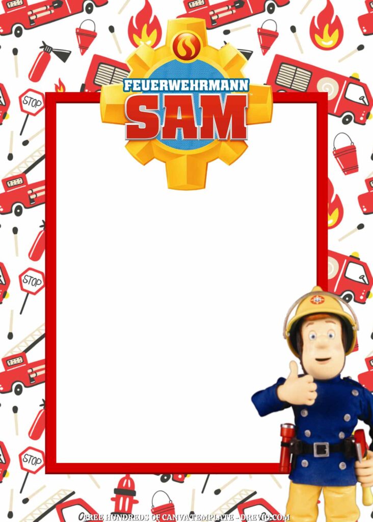 Invitation Template of FREE - 16+ Fireman Sam Canva Birthday Invitation Templates 14