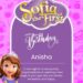 Free Sofia the First Birthday Invitations with Purple Pattern in the Background