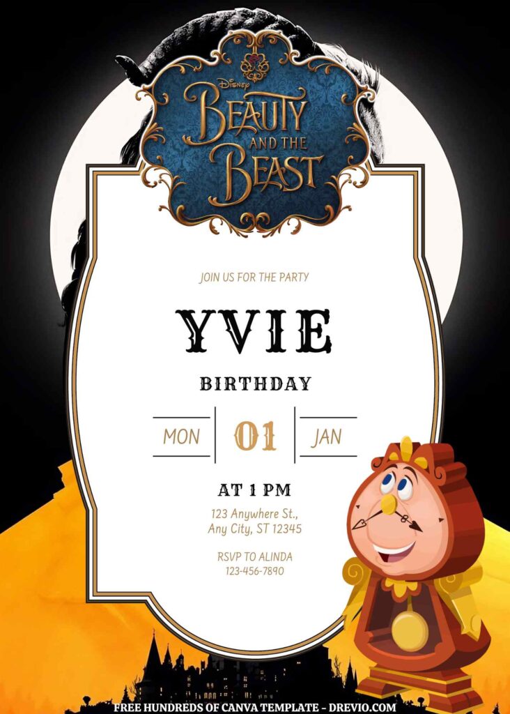 Free Beauty and the Beast Birthday Invitations