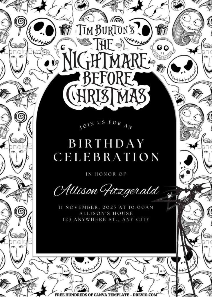 Invitation Template of FREE EDITABLE -  18 The Nightmare Before Christmas Canva Templates 15