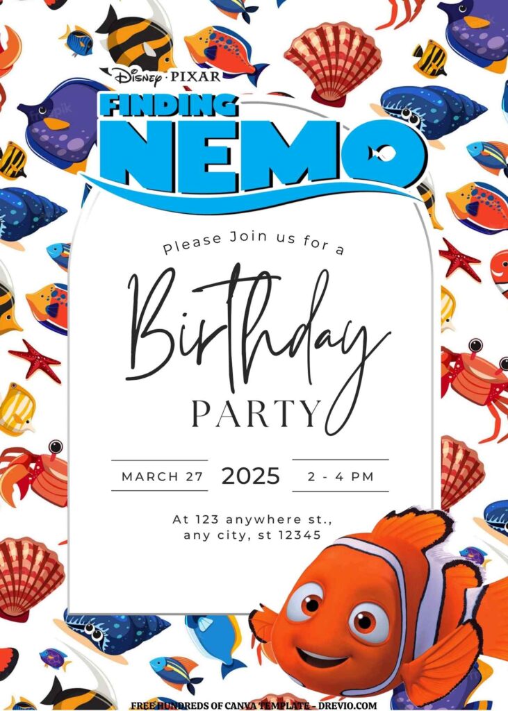 Invitation Template of FREE EDITABLE - 20 Finding Nemo Canva Templates 15