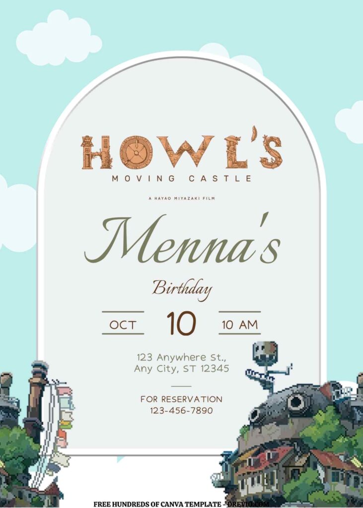 Invitation Template of FREE EDITABLE - 11 Howl's Moving Castle Canva Templates 15