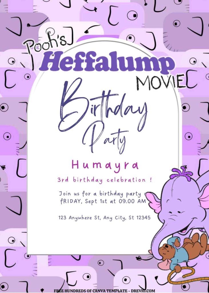 Invitation Template of FREE EDITABLE - 11 Pooh's Heffalump Canva Templates 15