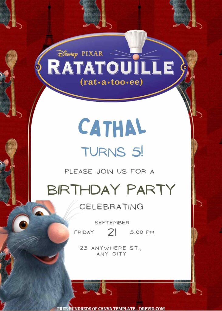 Invitation Template of FREE EDITABLE - 11 Ratatouille Canva Templates 15