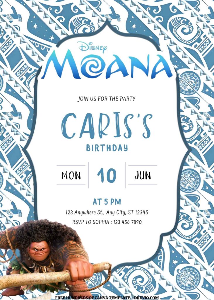 Invitation Template of FREE EDITABLE - 16 Moana Canva Templates 2