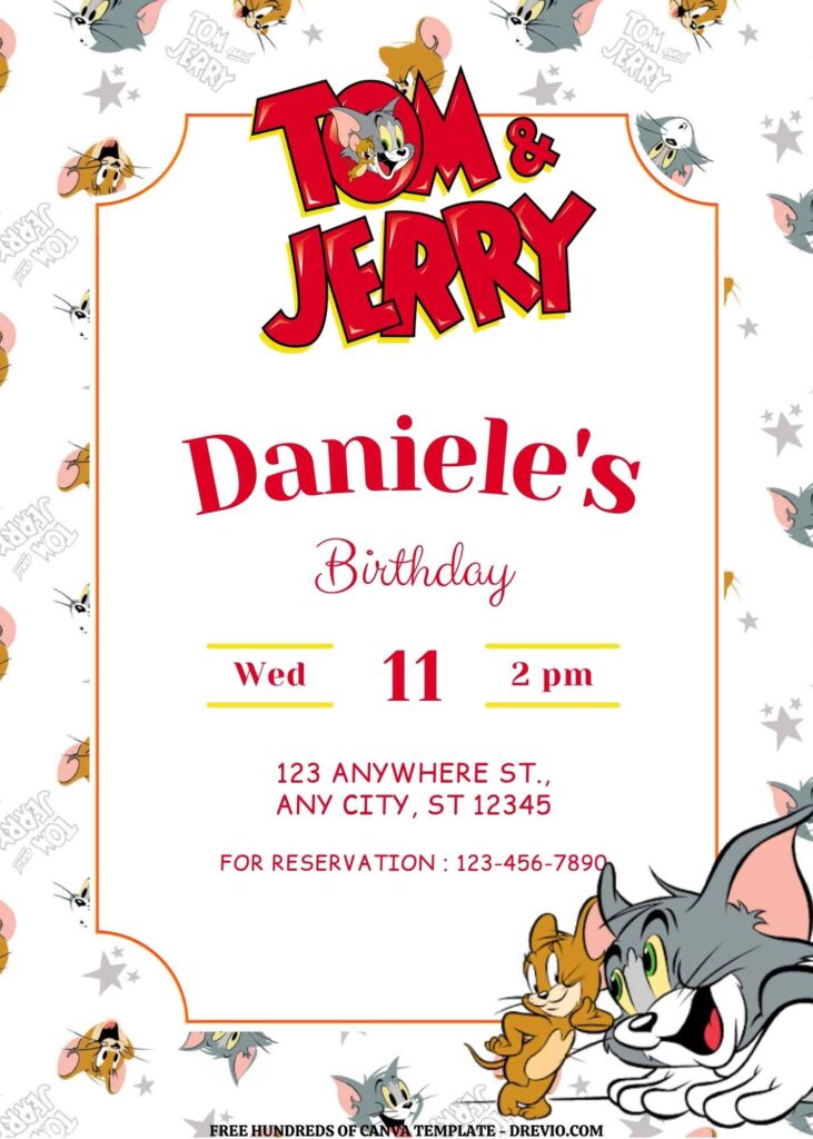 Invitation Template of FREE EDITABLE - 18+ Tom and Jerry Canva Birthday Invitation Templates 4