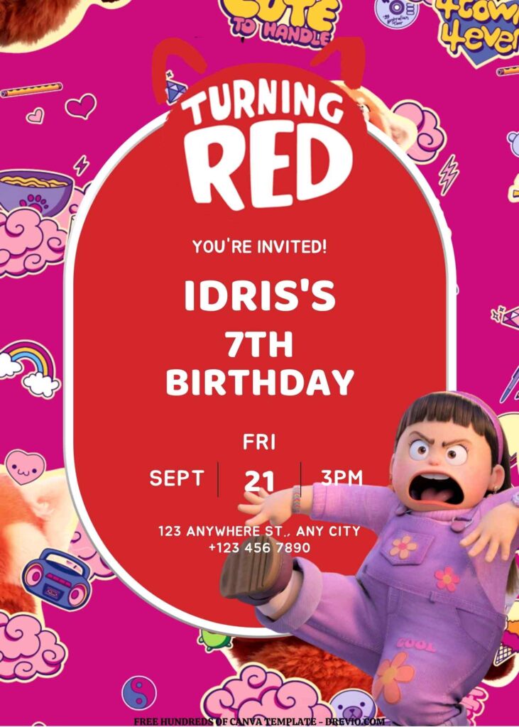 Invitation Template of FREE EDITABLE - 18+ Turning Red Canva Birthday Invitation Templates 4