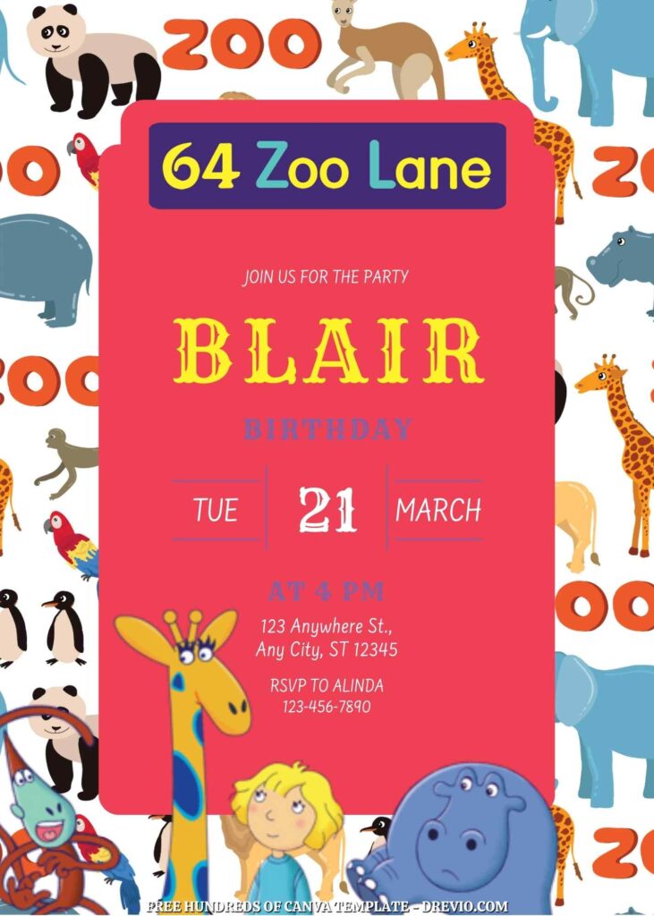 Invitation Template of FREE 22+ 64 Zoo Lane Canva Birthday Invitation Templates 15