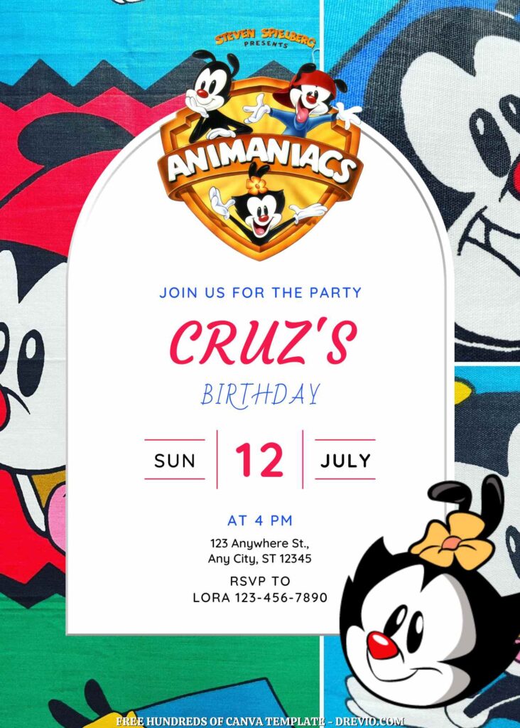 Invitation Template of FREE - 18+ Animaniacs Canva Birthday Invitation Templates 15