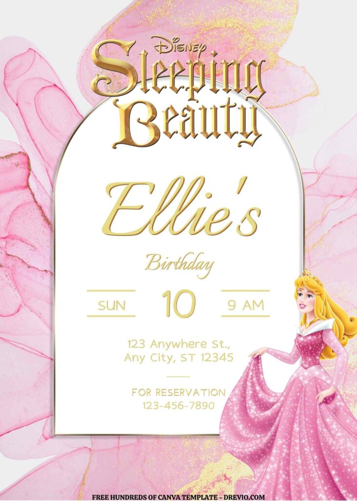 Invitation Template of FREE EDITABLE - 16 Sleeping Beauty Canva Templates 15