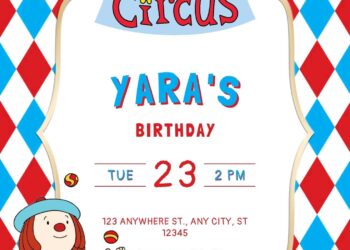 Invitation Template of FREE - 18+ JoJo's Circus Canva Birthday Invitation Templates 4