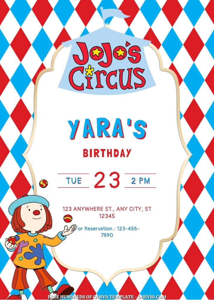 Invitation Template of FREE - 18+ JoJo's Circus Canva Birthday Invitation Templates 15