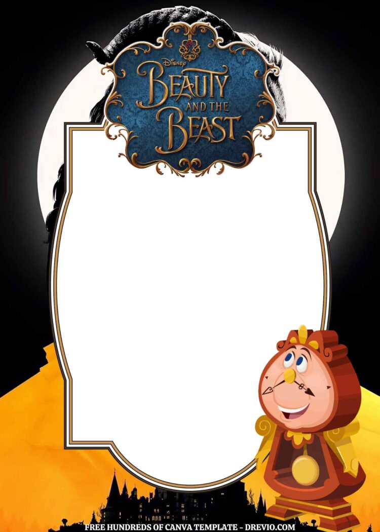 16+ Beauty and the Beast Canva Birthday Invitation Templates | Download ...