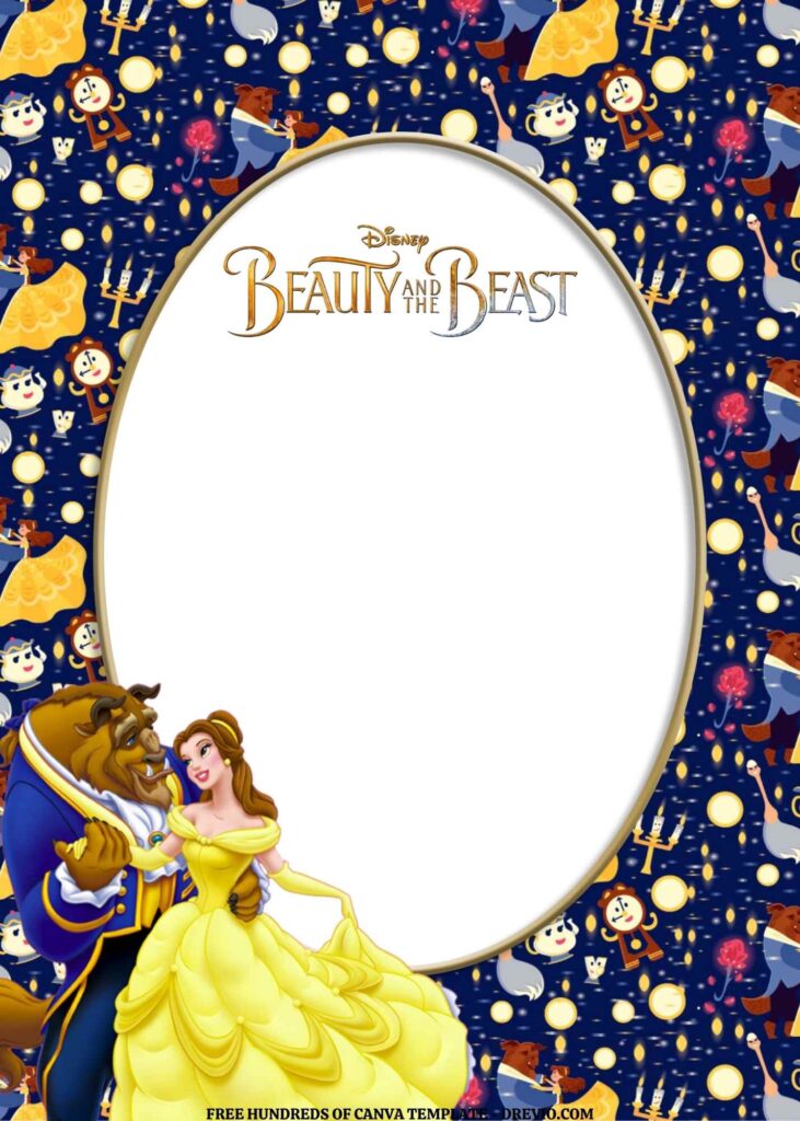 Invitation Template of FREE EDITABLE - 18 Beauty and the Beast Canva Templates 16