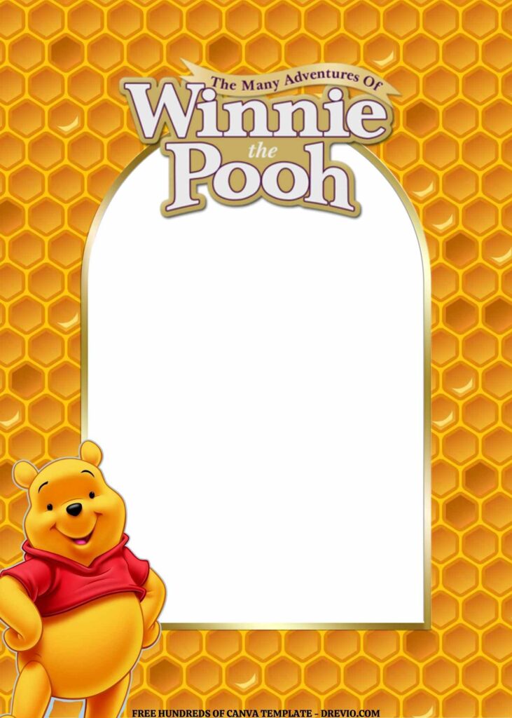 Invitation Template of FREE EDITABLE -  18 Winnie the Pooh Canva Templates 16