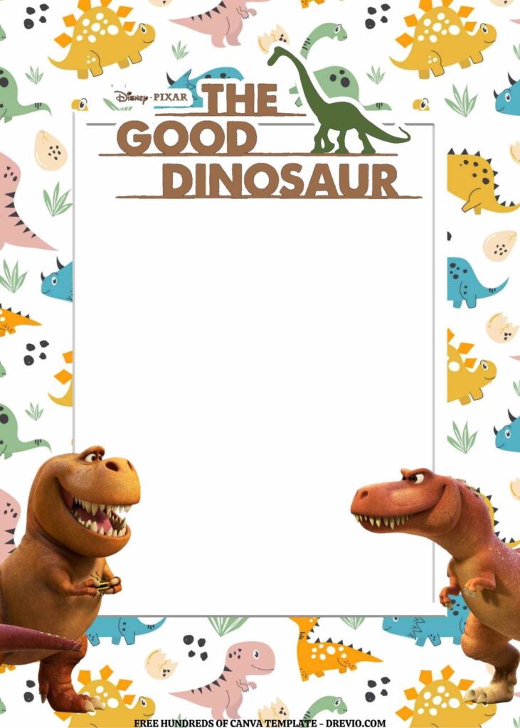 Invitation Template of FREE EDITABLE -  20 The Good Dinosaur Canva Templates 16