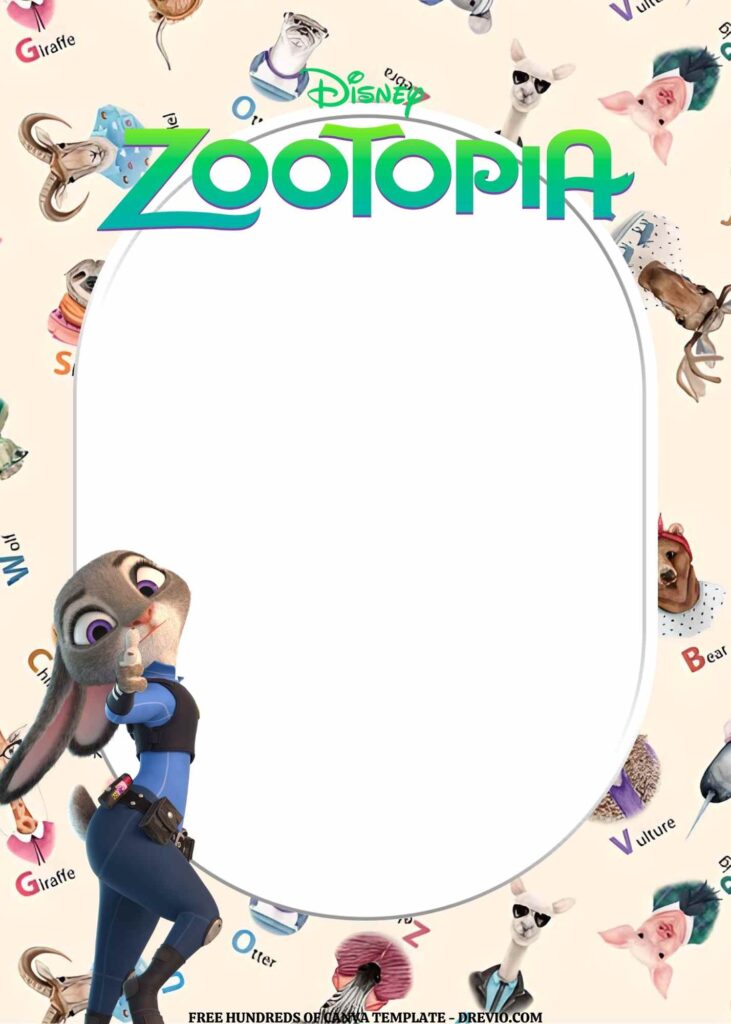 Invitation Template of FREE EDITABLE - 16 Zootopia Canva Birthday Invitation Templates 1