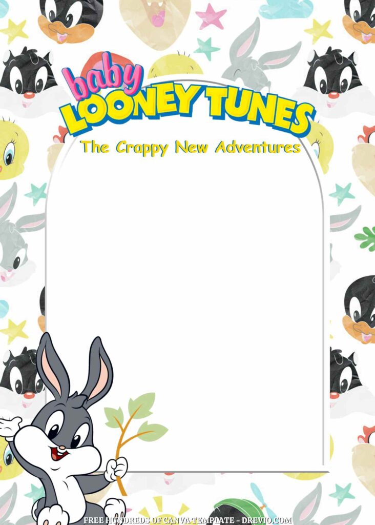 Invitation Template of 20+ Baby Looney Tunes Canva Birthday Invitation Templates 16