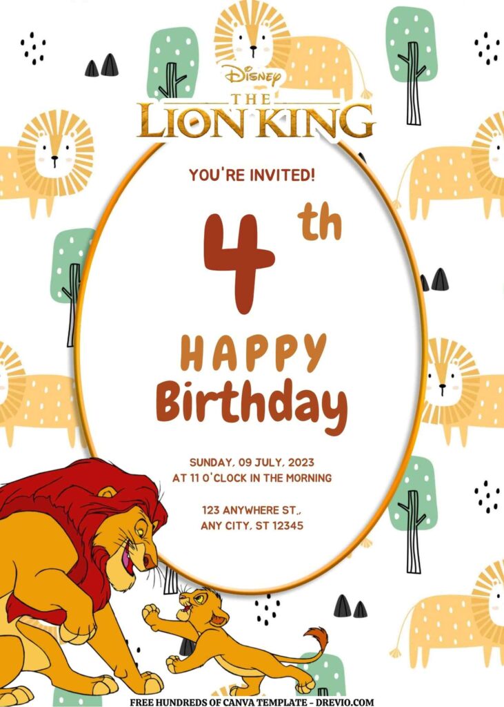 Invitation Template of FREE EDITABLE -  18 The Lion King Canva Templates 17