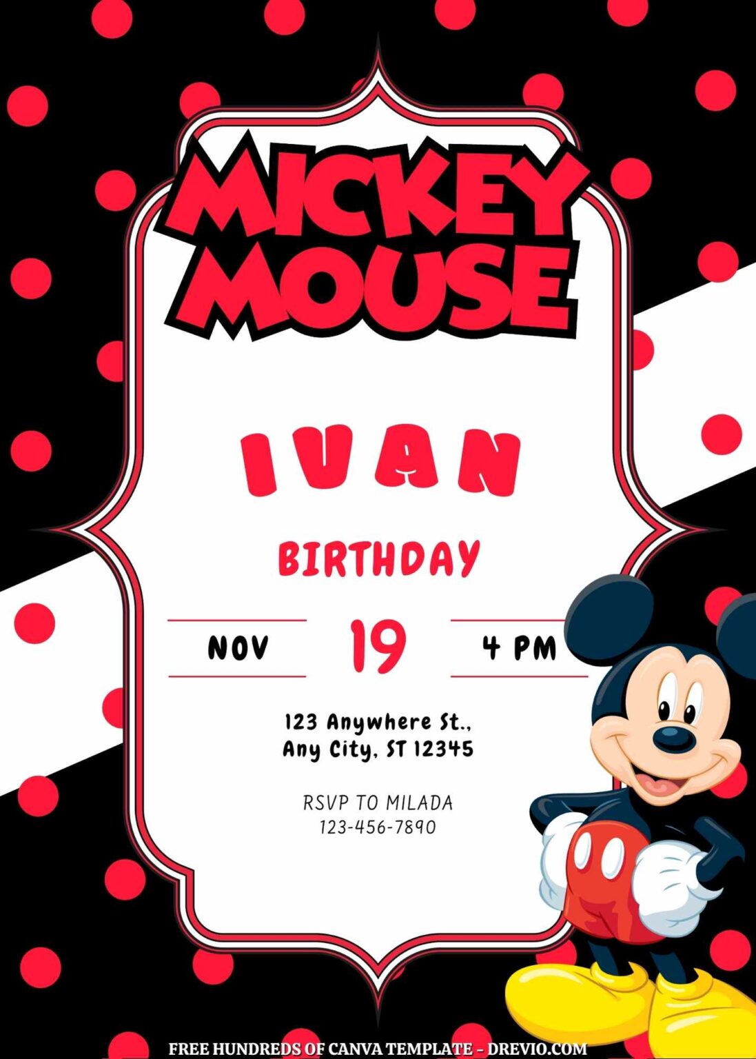 20+ Mickey Mouse Canva Birthday Invitation Templates - Drevio : Free ...