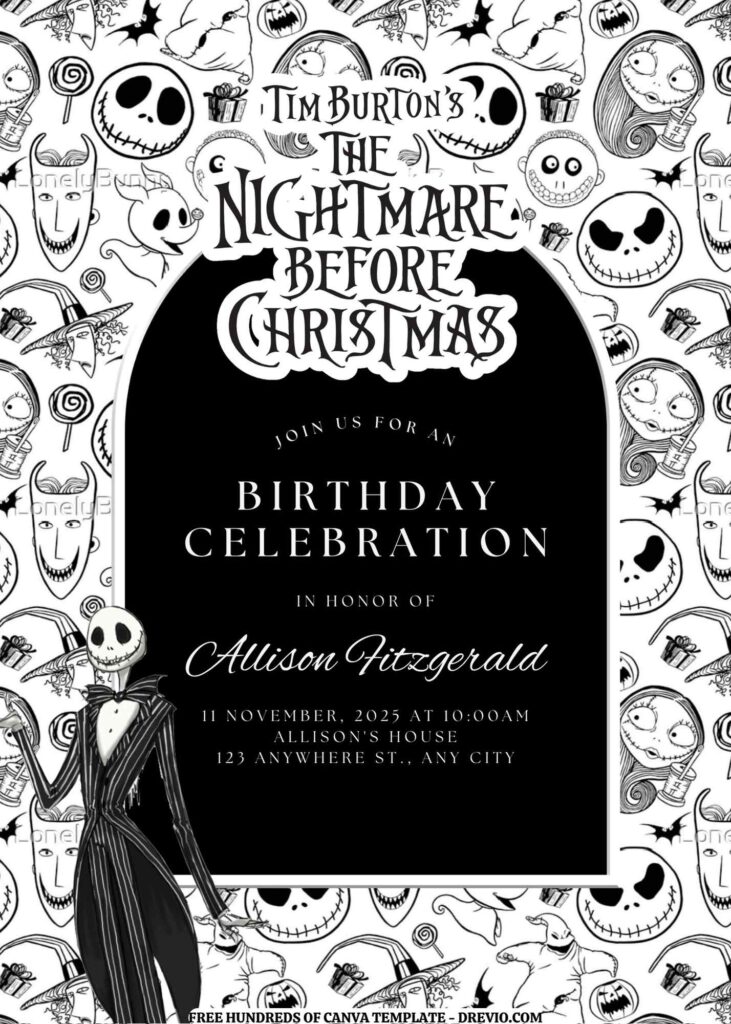 Invitation Template of FREE EDITABLE -  18 The Nightmare Before Christmas Canva Templates 17