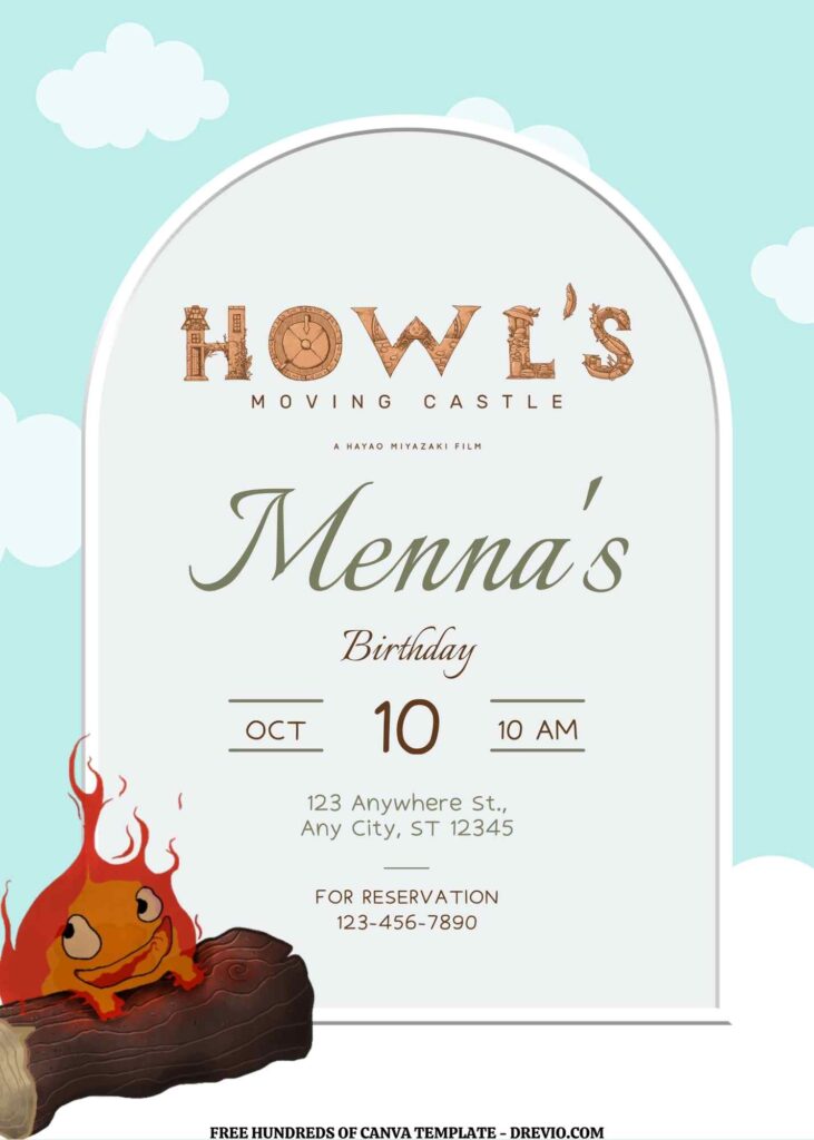 Invitation Template of FREE EDITABLE - 11 Howl's Moving Castle Canva Templates 17