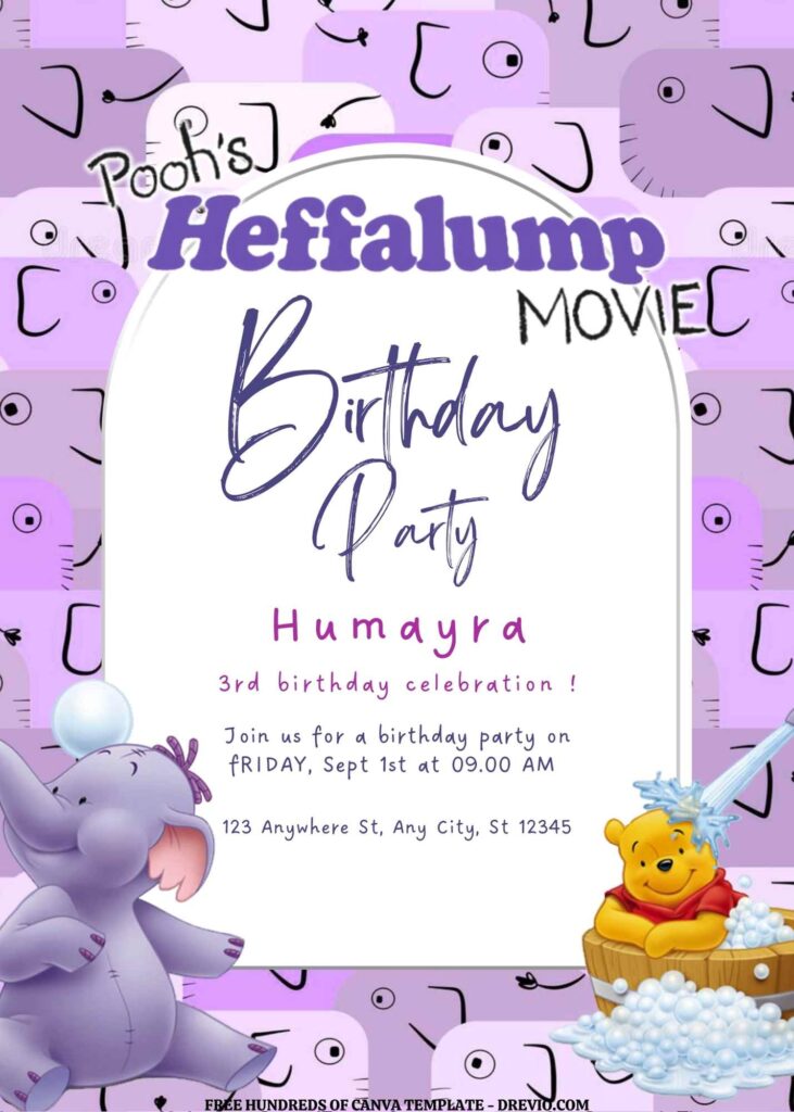 Invitation Template of FREE EDITABLE - 11 Pooh's Heffalump Canva Templates 17