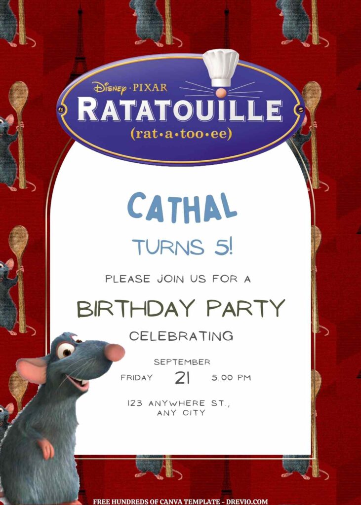 Invitation Template of FREE EDITABLE - 11 Ratatouille Canva Templates 17