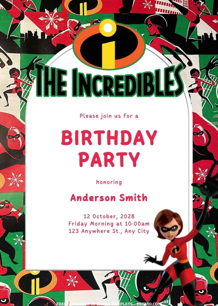 Invitation Template of FREE EDITABLE - 11 The Incredibles Canva Templates 17