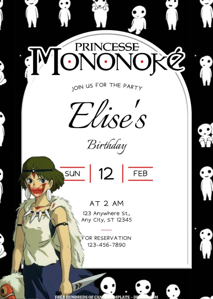 Invitation Template of FREE - 18+ Princess Mononoke Canva Birthday Invitation Templates 2