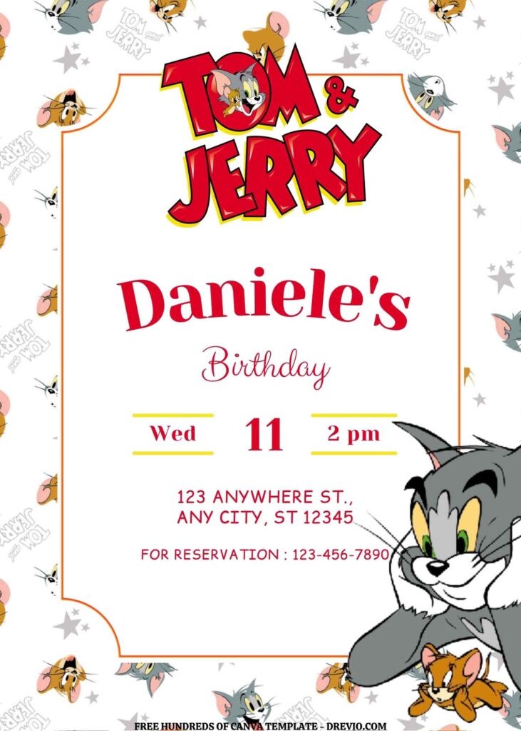 Invitation Template of FREE EDITABLE - 18+ Tom and Jerry Canva Birthday Invitation Templates 2