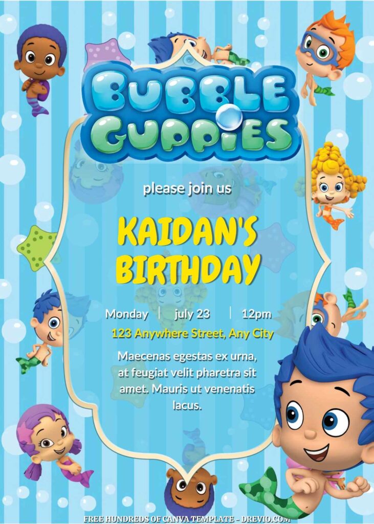 Invitation Template of FREE - 20+ Bubble Guppies Birthday Canva Invitation Templates 17